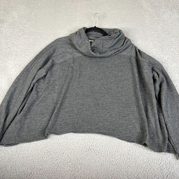 Eileen Fisher Cropped Sweater Womens M Gray Cowl Neck Curved Hem Sweatshirt - Picture 1 of 8